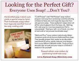 Postcard mailed by the Natural Soap Directory to promote handmade soap.